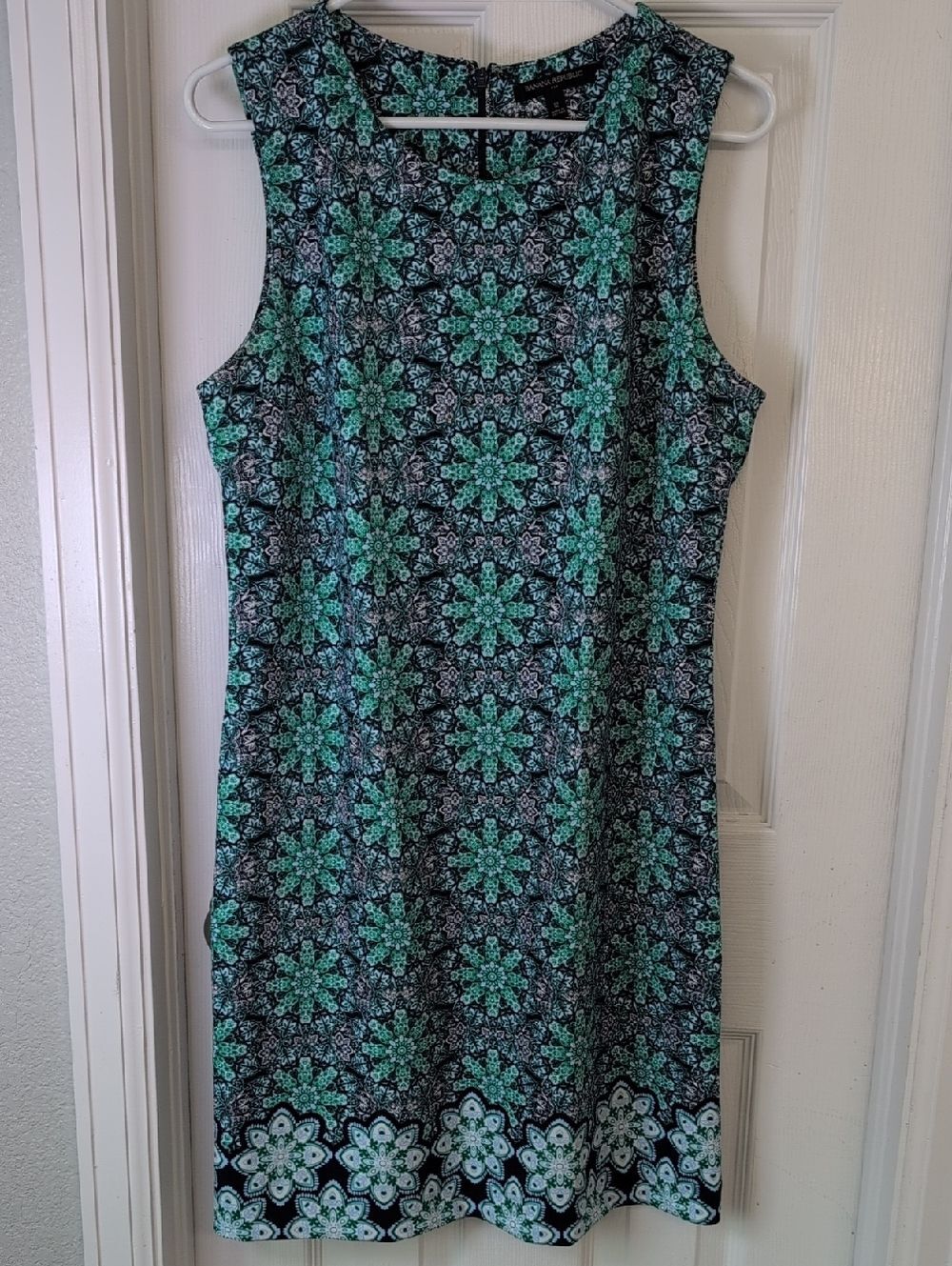 Banana Republic Blue and Teal Floral Medallion Dress Size 12